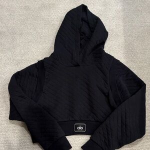 ALO Yoga black Quilted Cropped Hoodie
